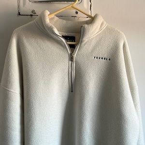 YoungLA White Teddy Fleece 1/4 zip
